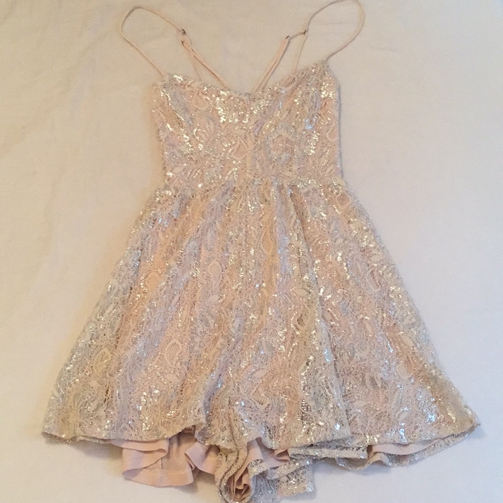 Peach/Silver Romper
